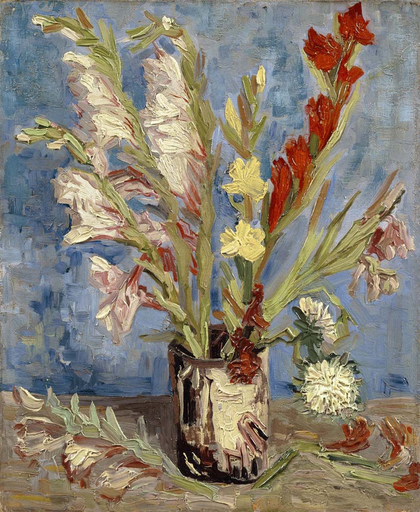 vase with gladioli and china asters by V. V. Gogh, 12x8" (A4) Poster