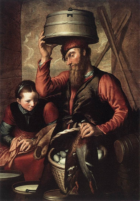 Vendor of Fowl, vintage artwork by Pieter Aertsen, A3 (16x12") Poster Print