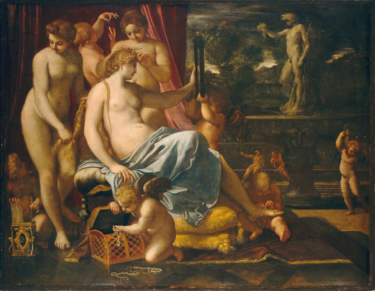Venus Adorned by the Graces, vintage artwork by Annibale Carracci, A3 (16x12") Poster Print
