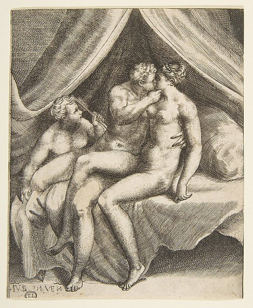 Venus and Mars from 'The Loves of the Gods' 1531–60-Giulio Bo, vintage art, A3 (16x12") Poster Print