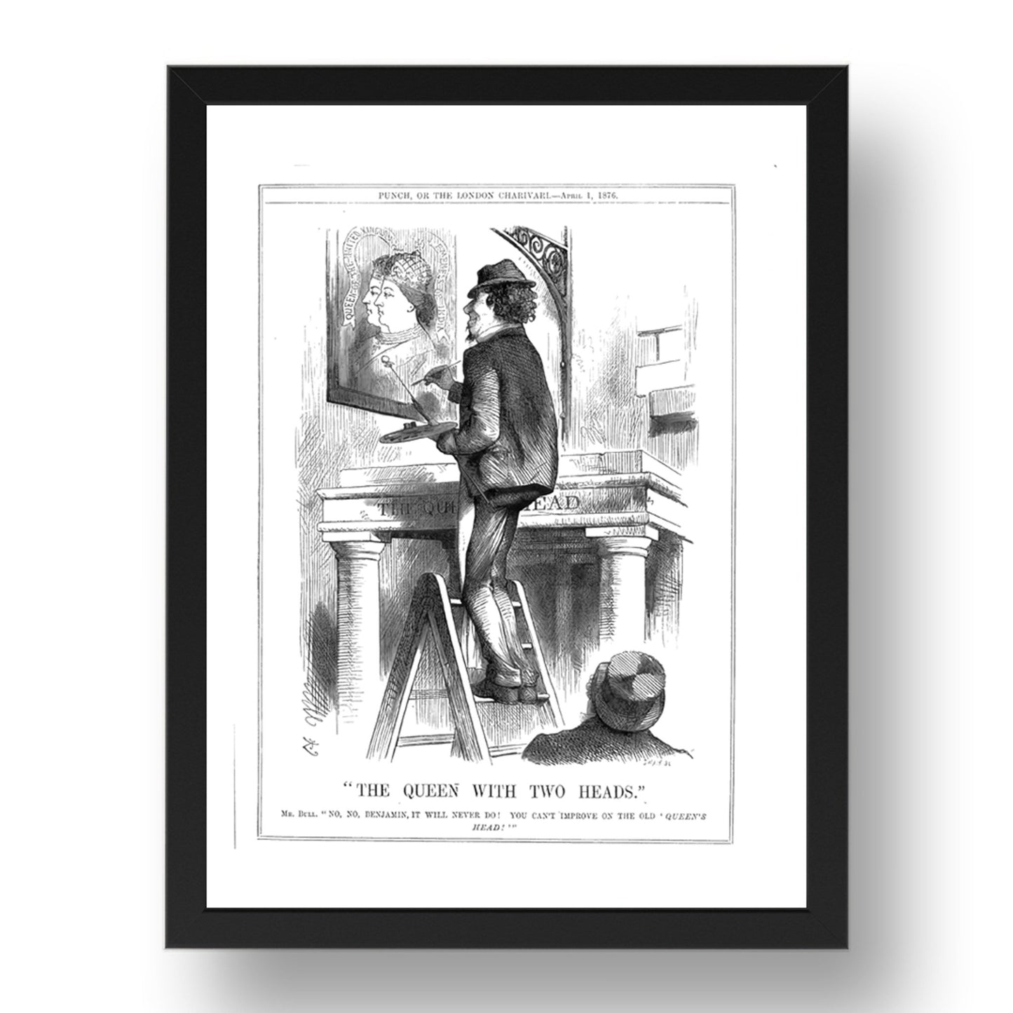Victoria Queen %26 Empress of India Pub Sign Disraeli Satirical 1876 A4, vintage historic poster in 17x13"(A3) Frame