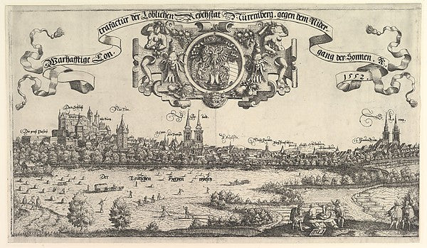 View of Nuremberg to the west center plate 1552-Hanns Lauten, vintage art, A3 (16x12") Poster Print