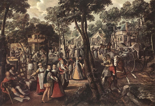 Village Feast, vintage artwork by Joachim Beuckelaer, 12x8" (A4) Poster