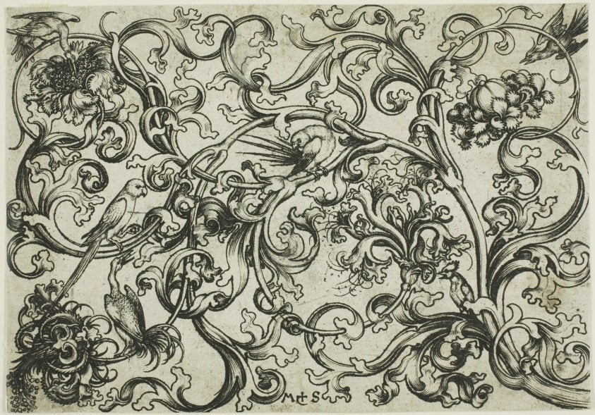 Vine Ornament with Birds by Martin Schongauer, 23x16"( A2 size ) Poster Print