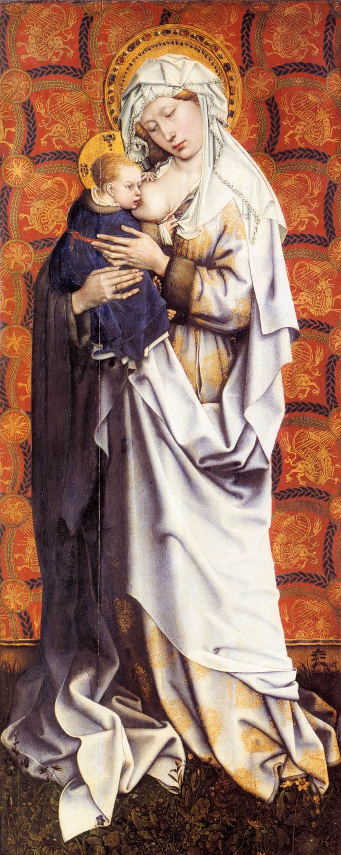 Virgin and Child (Detail from Triptych), vintage artwork by Robert Campin, A3 (16x12") Poster Print