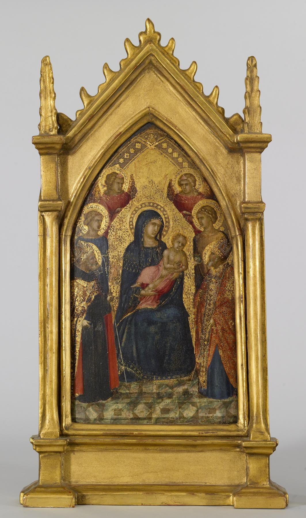 Virgin and Child with Saints and Angels, vintage artwork by Pietro Lorenzetti, A3 (16x12") Poster Print