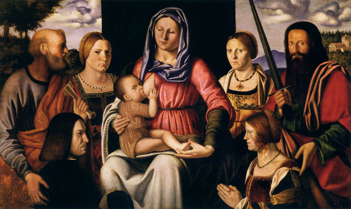 Virgin and Child with Saints and Donor, vintage artwork by Bernardino Luini, A3 (16x12") Poster Print