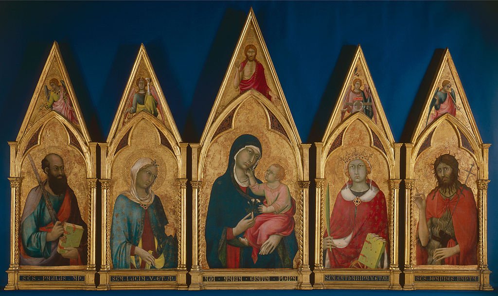 Virgin and Child with Saints (Boston Polyptych), vintage artwork by Simone Martini, A3 (16x12") Poster Print