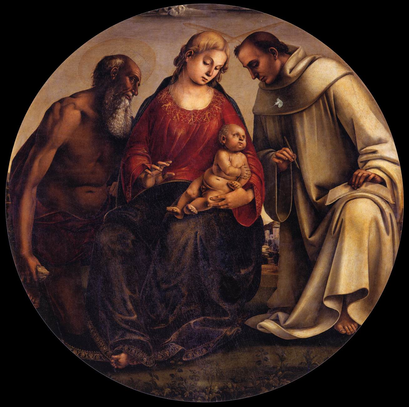 Virgin and Child with Saints Jerome and Bernard of Clairvaux, vintage artwork by Luca Signorelli, A3 (16x12") Poster Print