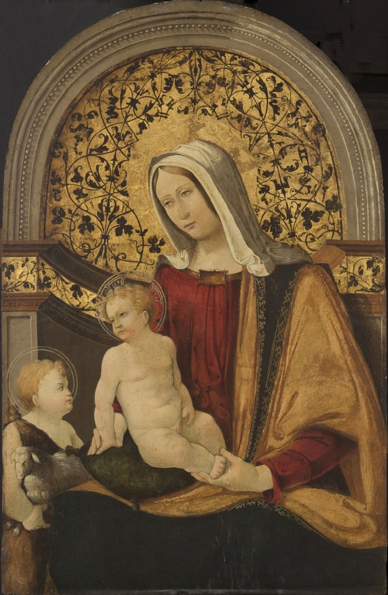 Virgin and Child, with the Young Saint John the Baptist, vintage artwork by Altobello Melone, A3 (16x12") Poster Print