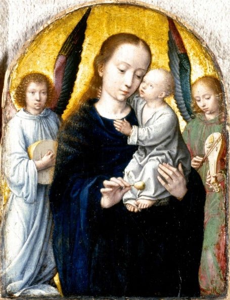 Virgin with Child in between Musical Angels, vintage artwork by Gheeraert (Gerard) David, A3 (16x12") Poster Print