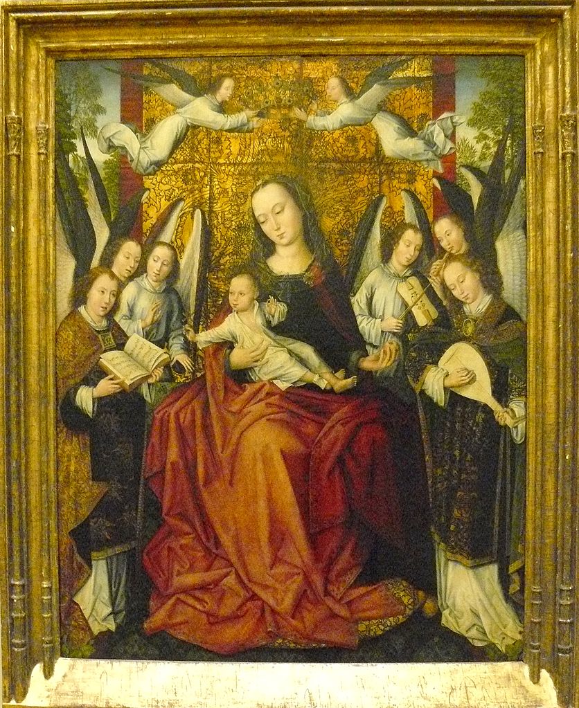 Virgin with Child, vintage artwork by Master of the Embroidered Foliage, A3 (16x12") Poster Print