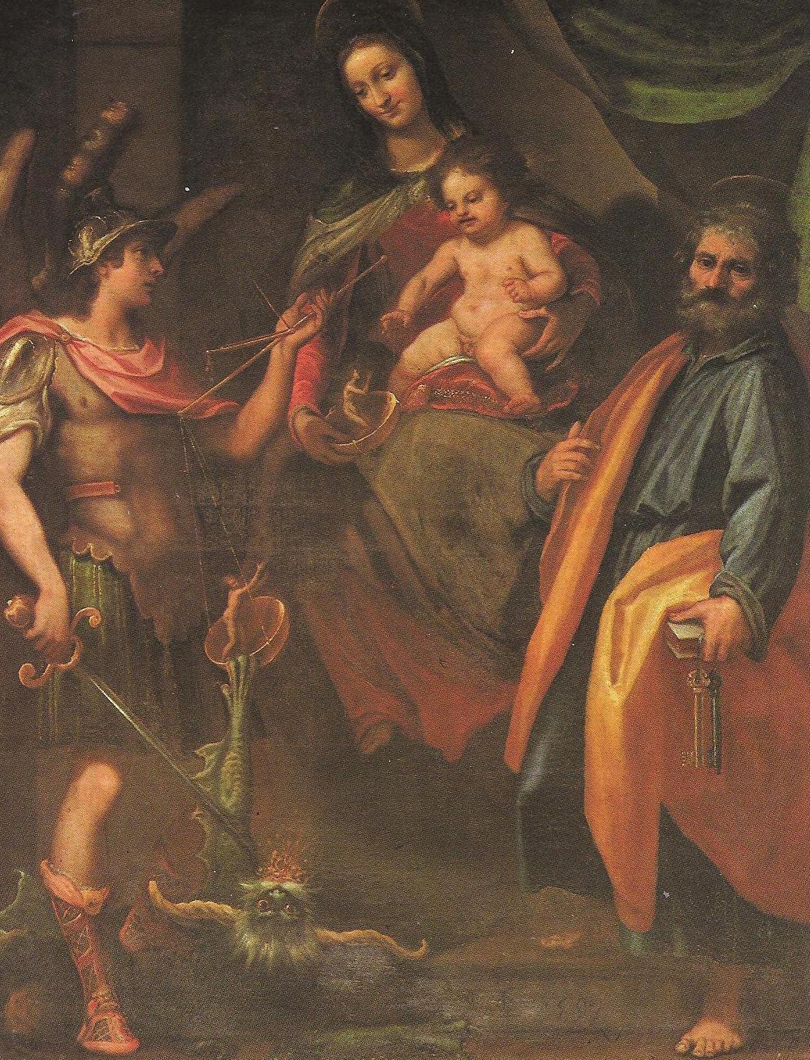 Virgin with Sanits, vintage artwork by Lodovico Cardi, 12x8" (A4) Poster