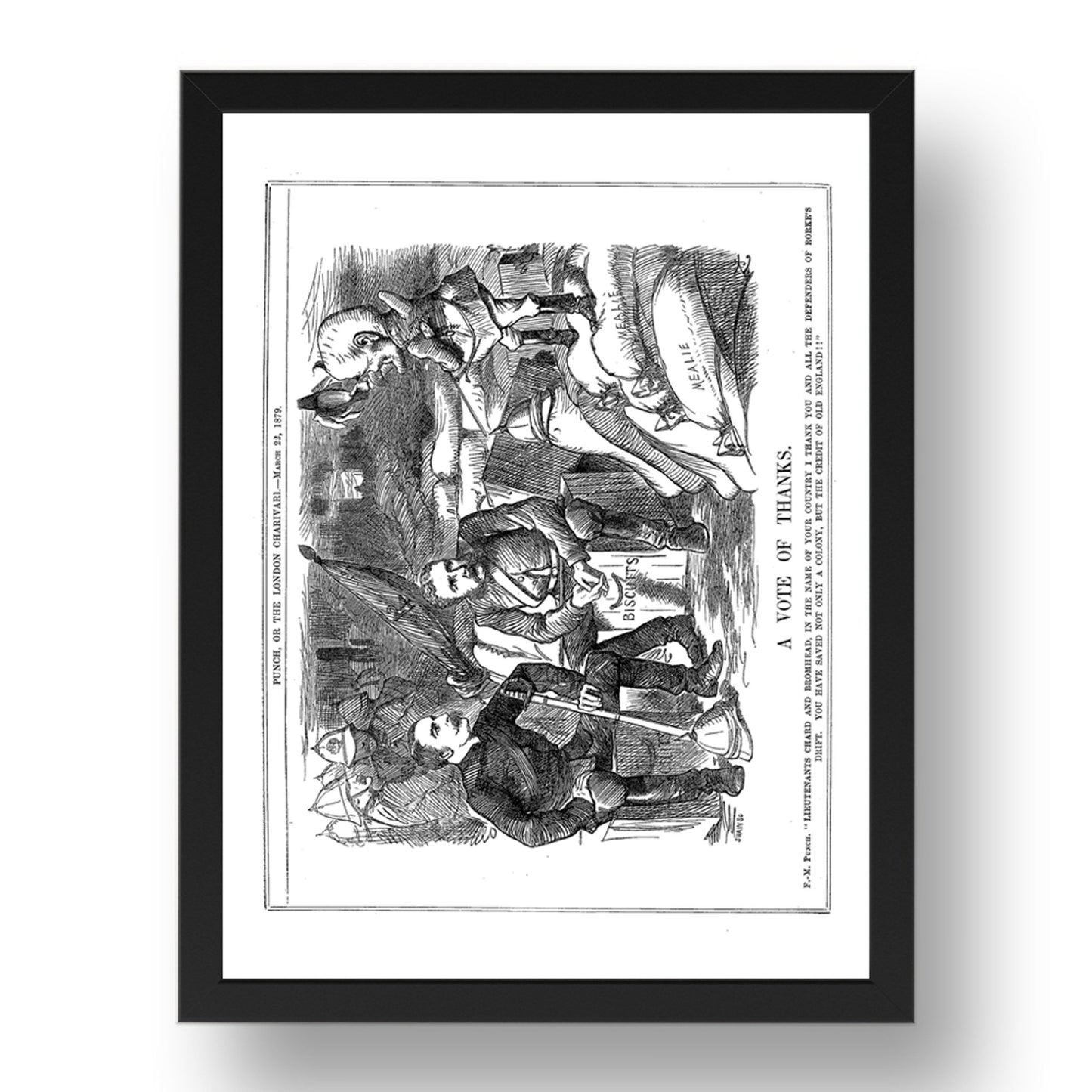 Vote Of Thanks Char Bromhead Rorke%27s Drift1879, vintage historic poster in 17x13"(A3) Frame