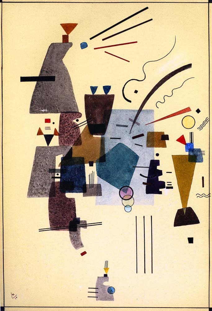 Warmed Cool - Wassily Kandinsky -1924 by Wassily Kandinsky, 23x16"( A2 size ) Poster Print