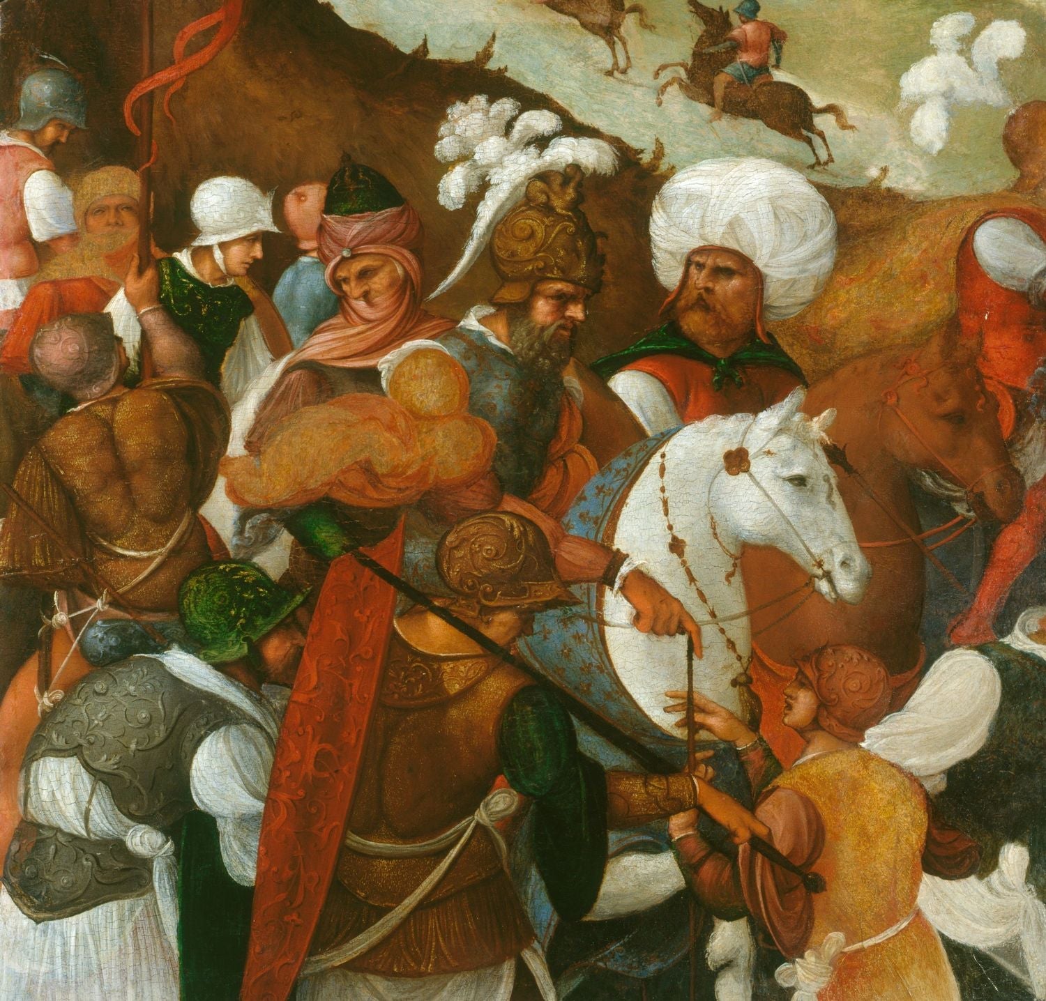 Warriors (fragment), vintage artwork by Ludovico Mazzolino, A3 (16x12") Poster Print