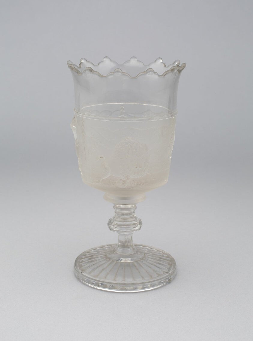 Westward Ho!/Pioneer pattern goblet on pedestal by Gillinder and Sons, 1861–c. 1930, 23x16"( A2 size ) Poster Print
