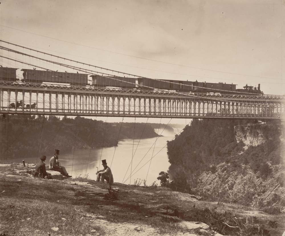 William England - Niagara Suspension Bridge, vintage historic photograph, modern poster print