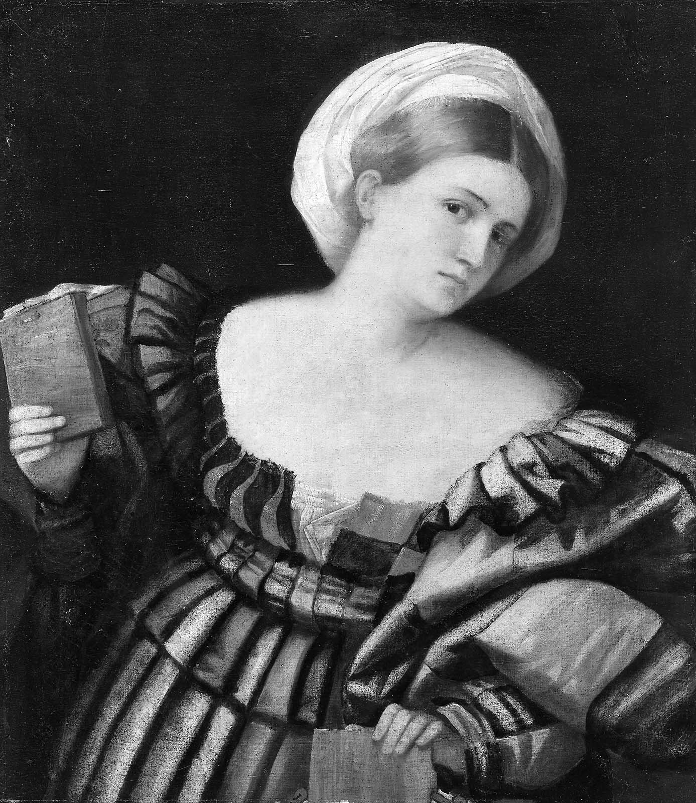 Woman Holding Two Tablets (the Cumaean Siby l?), vintage artwork by Bonifazio Veronese, A3 (16x12") Poster Print