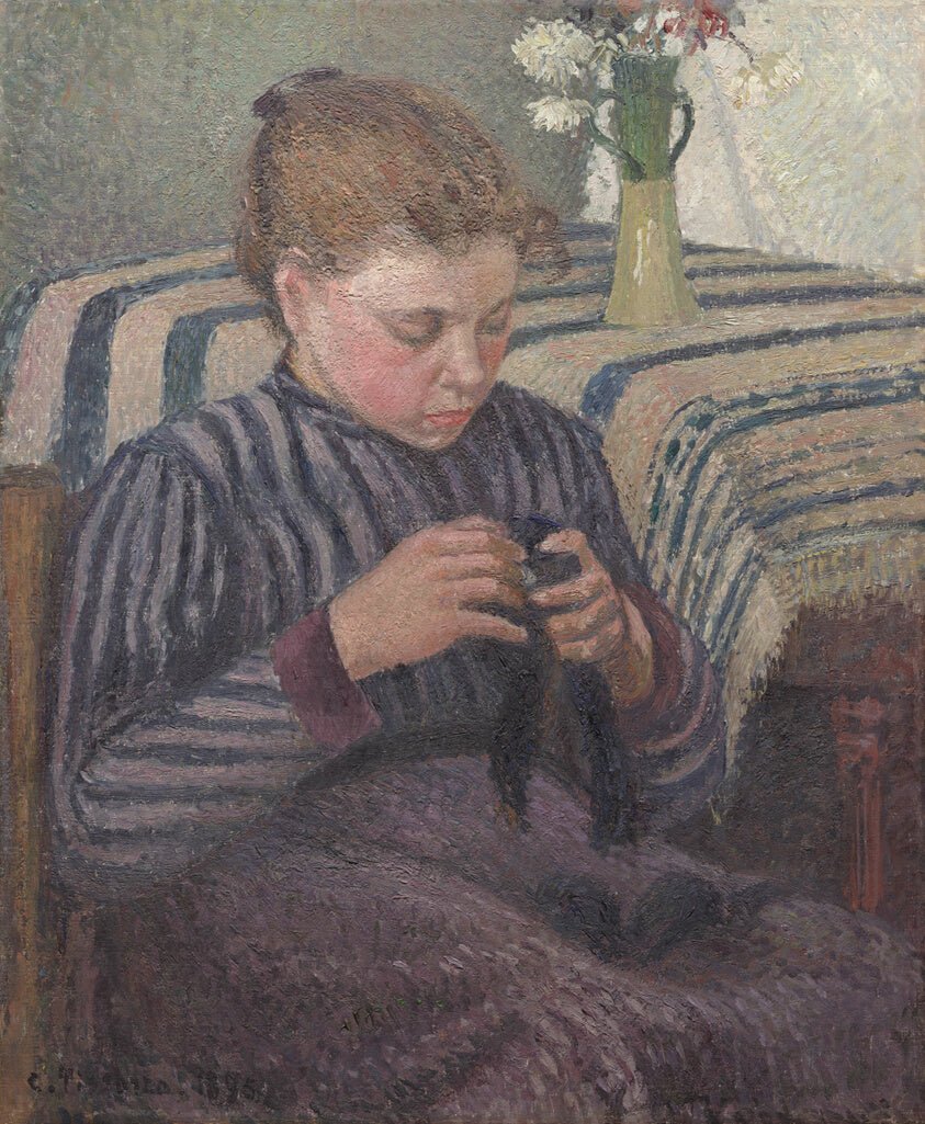 Woman Mending by Camille Pissarro, 23x16"( A2 size) Poster Print