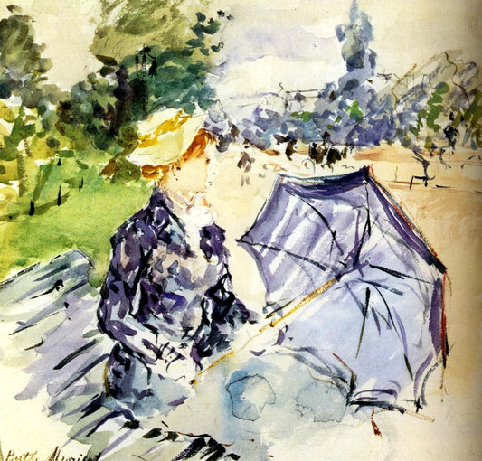 Woman sitting with Wood by Berthe Morisot, 1885, vintage art, modern poster print