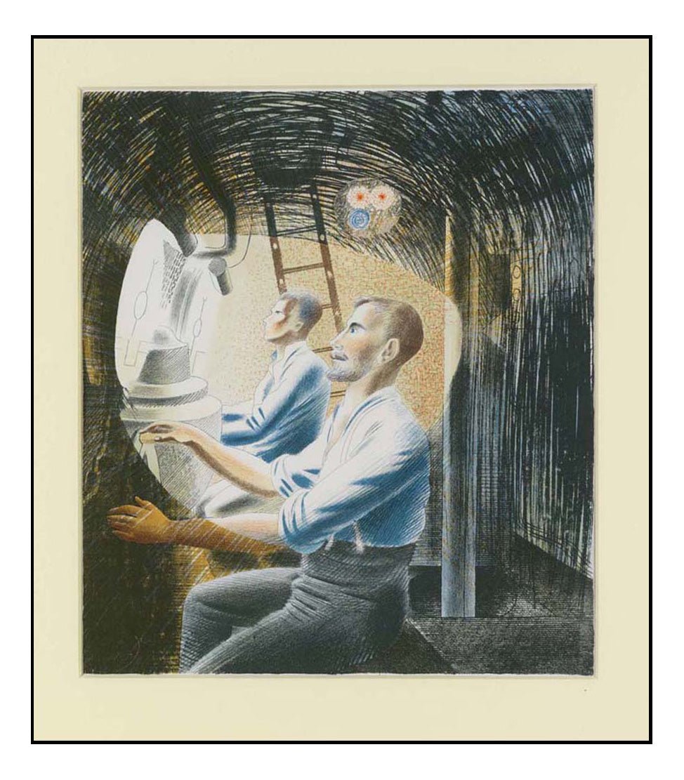 Working Controls Submerged, 1941, HMS Dolphin Submarine, WW2 by Eric Ravilious