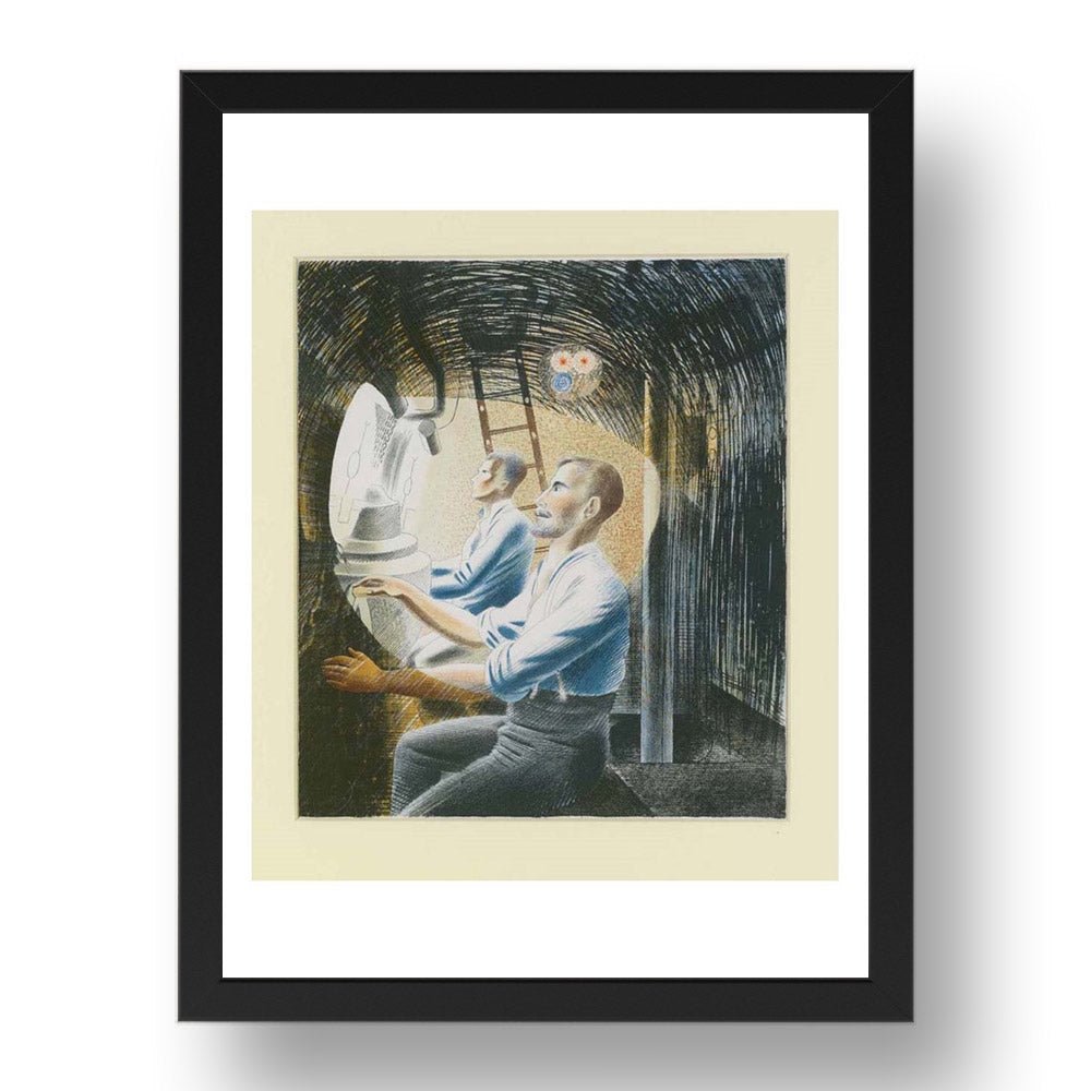 Working Controls While Submerged by Eric Ravilious, 17x13" Frame