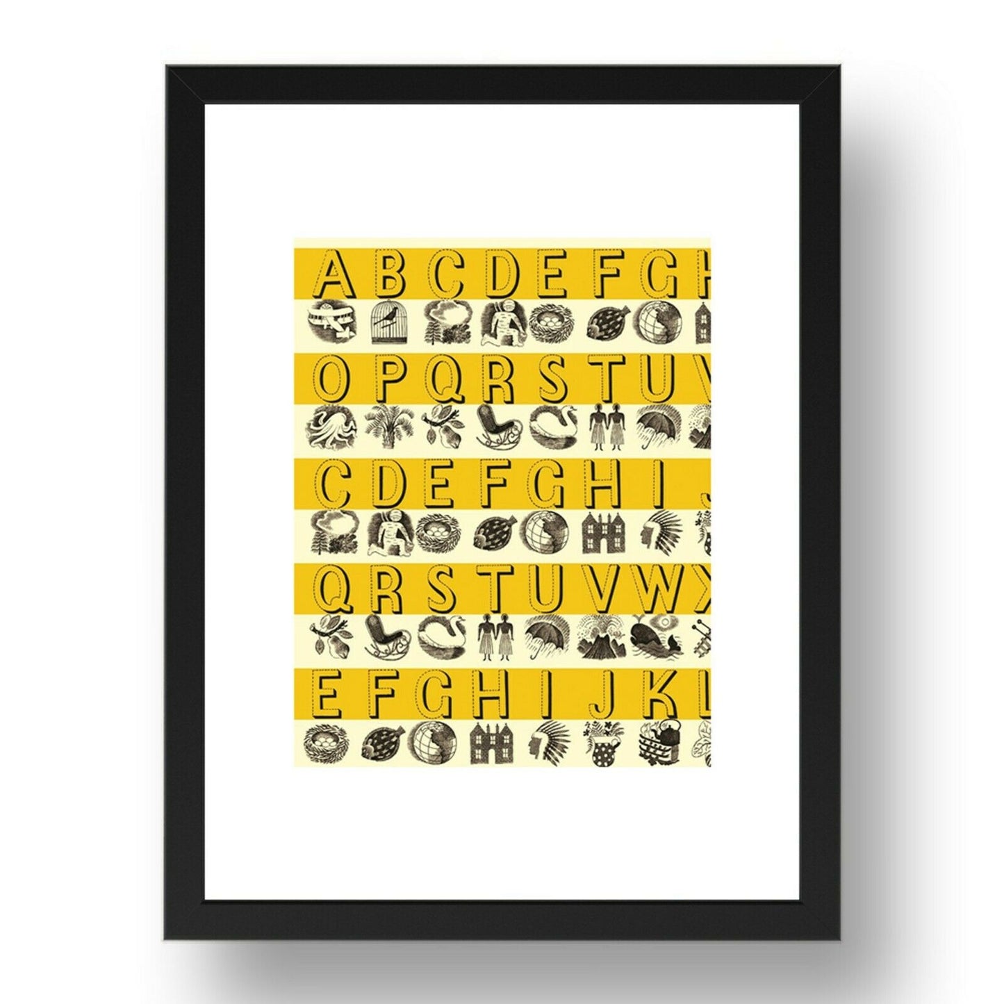 Yellow Design for Wedgwood Alphabet Mug 1937 by Eric Ravilious, 17x13" Frame