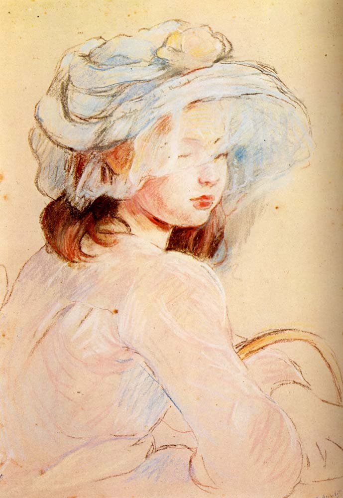 Young girl with the basket by Berthe Morisot, 1891, vintage art, modern poster print