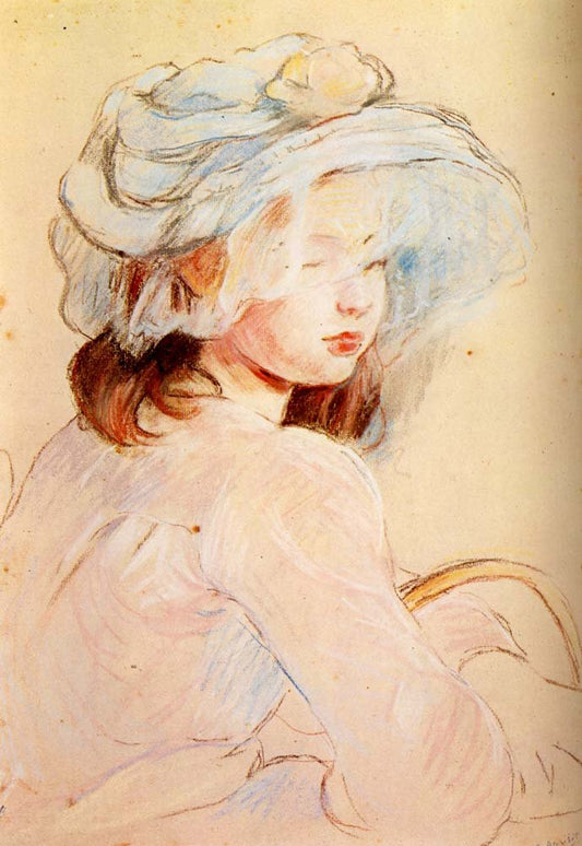 Young girl with the basket by Berthe Morisot, 1891, vintage art, modern poster print