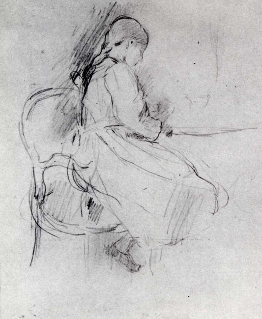 Young girl writing, 1889, vintage art, modern poster print