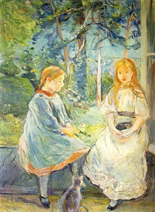 Young girls in front of  the window by Berthe Morisot, 1892, vintage art, modern poster print