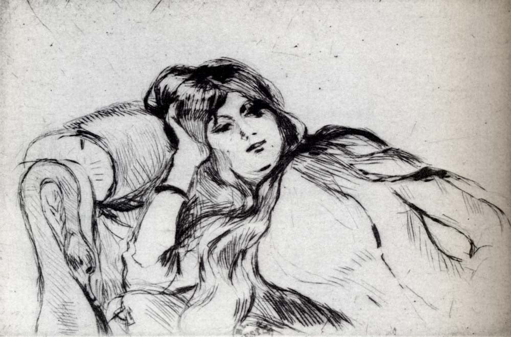 Young woman at rest by Berthe Morisot, 1889, vintage art, modern poster print
