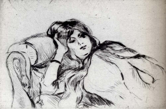 Young woman at rest by Berthe Morisot, 1889, vintage art, modern poster print