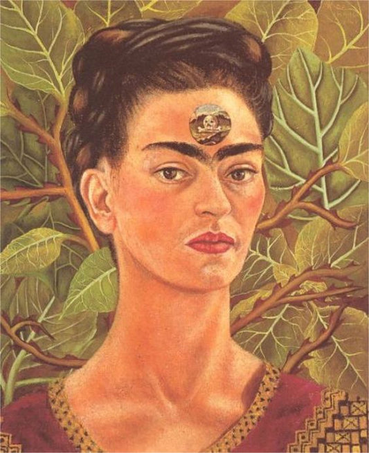 Thinking About Death, self portrait by Frida Kahlo, vintage art, modern poster print