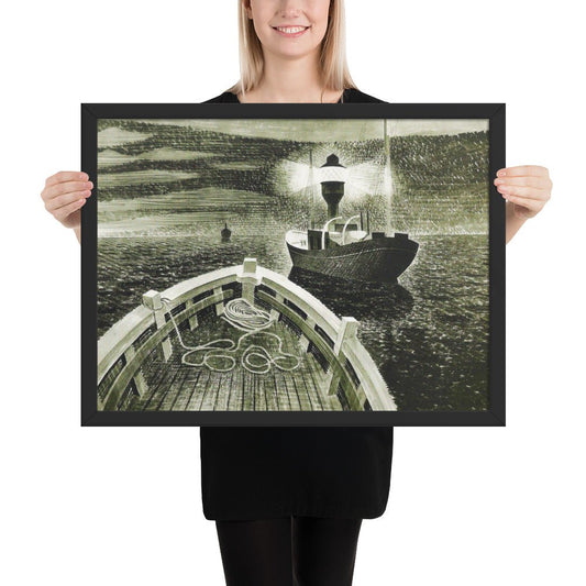 1940 Duty Boat by Eric Ravilious, Framed poster