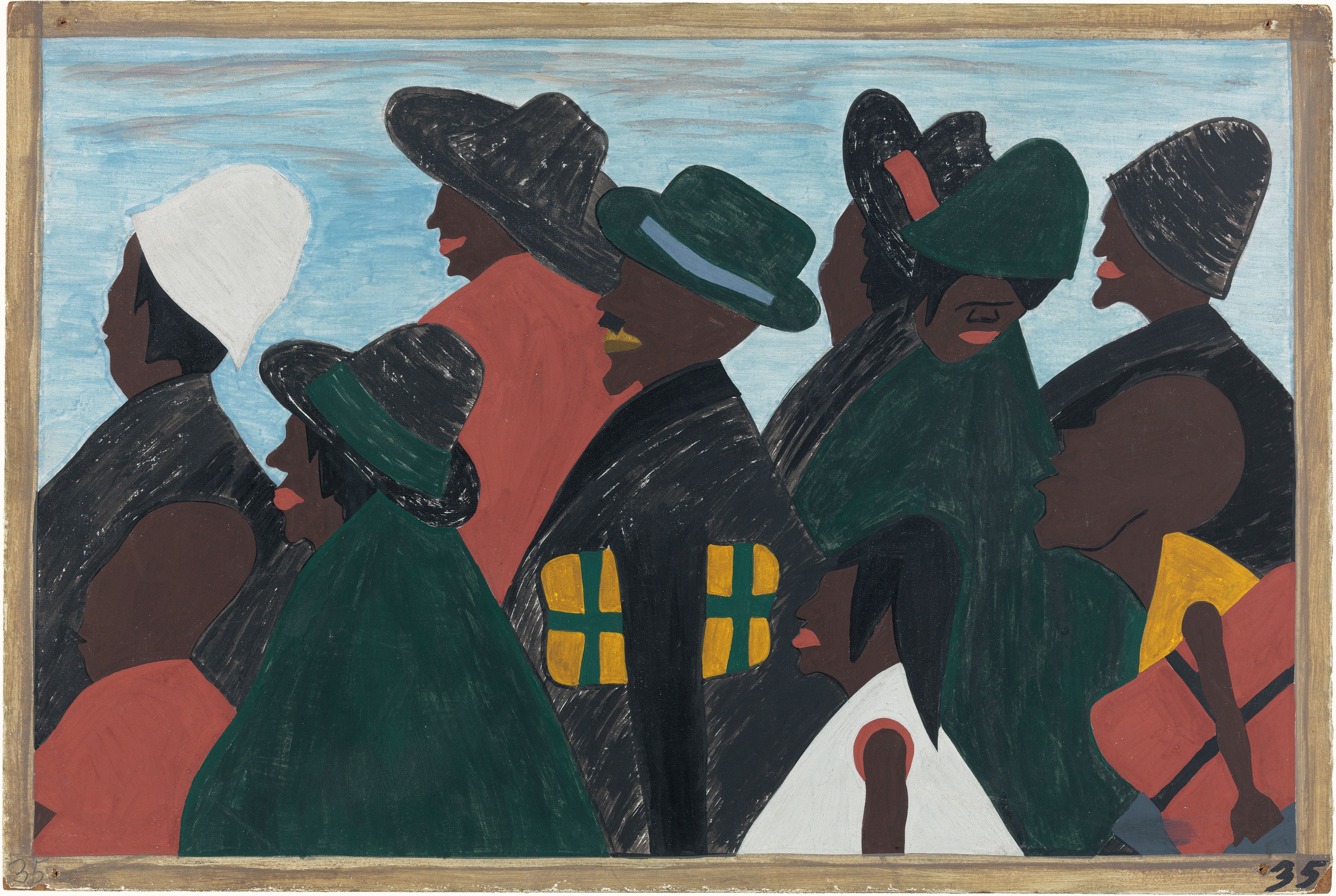 Jacob Lawrence - They left the South in large numbers and they arrived in the North in large numbers (1941), vintage art, A3 (16x12")  Poster Print