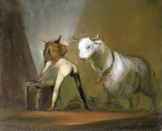 Pasiphae and the Bull by Ansel Krut, vintage art, modern poster print