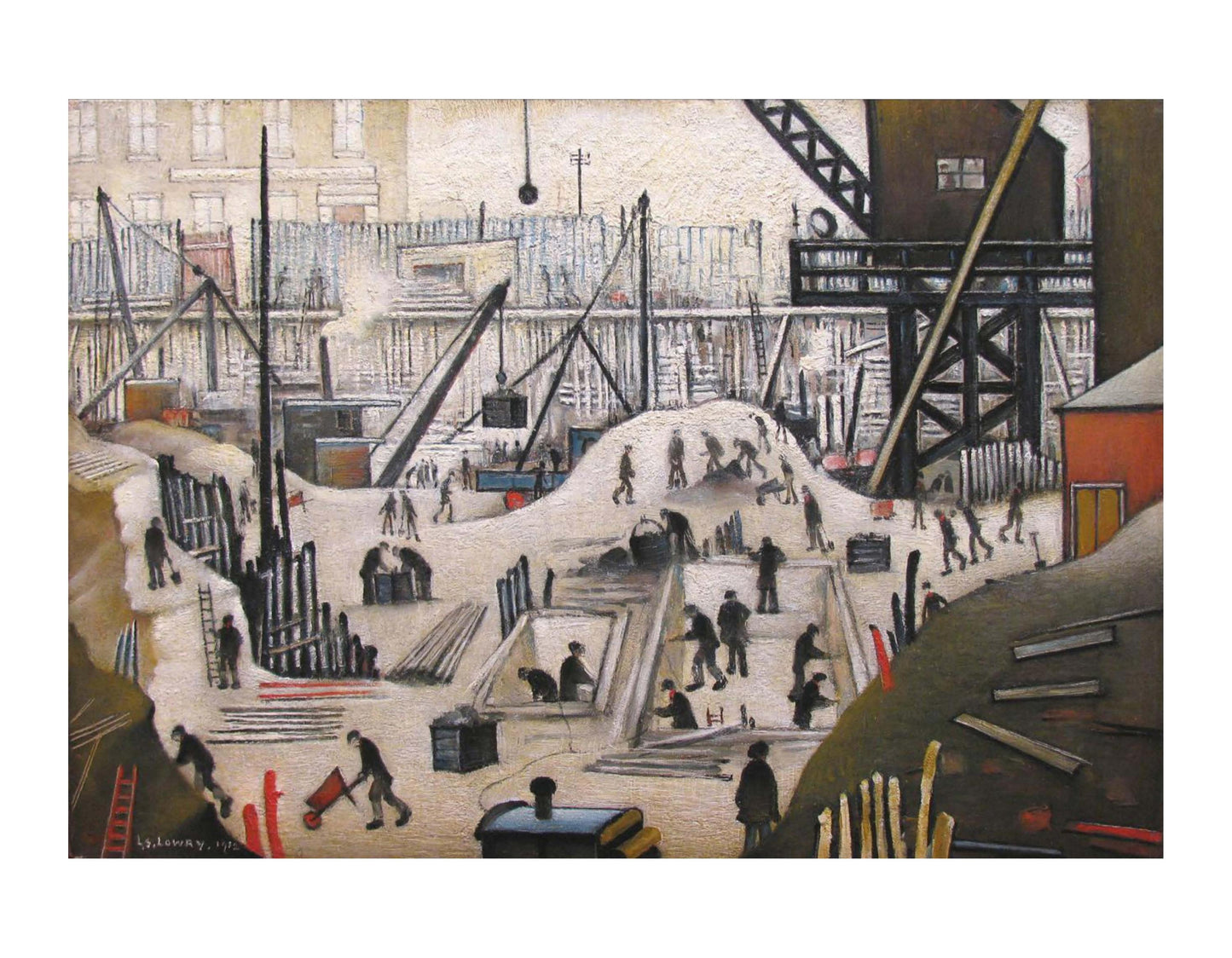 Excavating in Manchester 1932, landscape/cityscape by L S Lowry