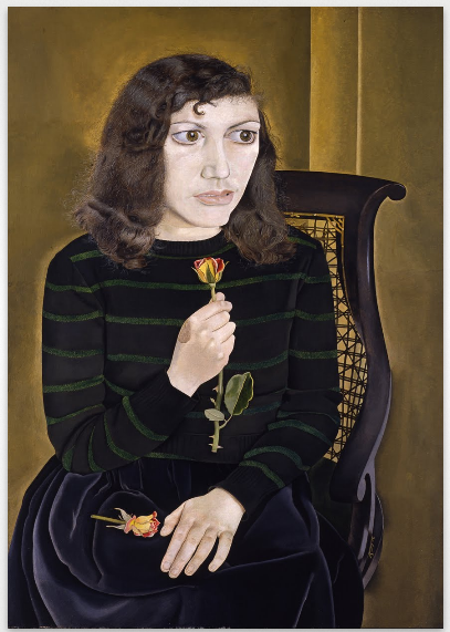 Girl with Roses, Beautiful Portrait by Lucian Freud