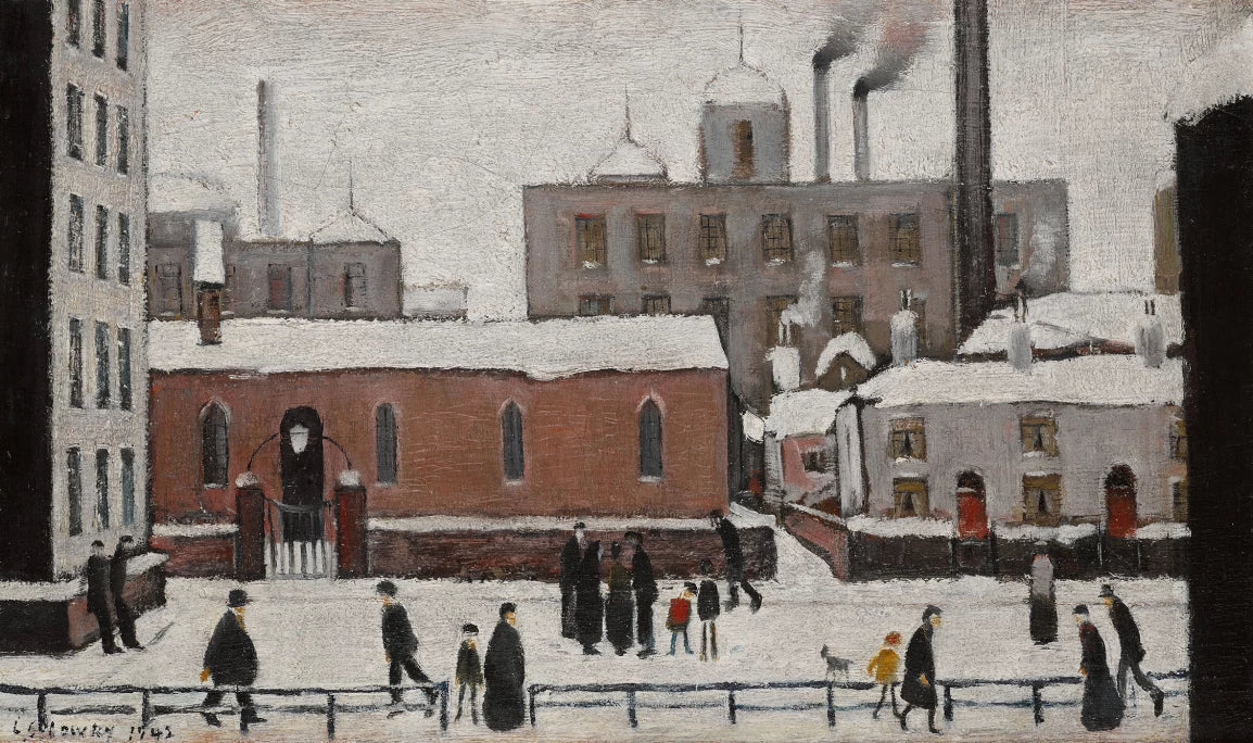 A Factory Town under Snow by L S Lowry