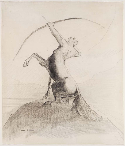 Odilon Redon - Centaur Aiming at the Clouds, modernist poster print A2 poster print