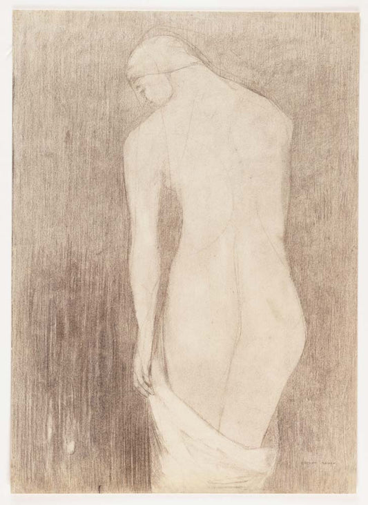 Odilon Redon - Nude Woman Seen from Behind, modernist poster print A2 poster print