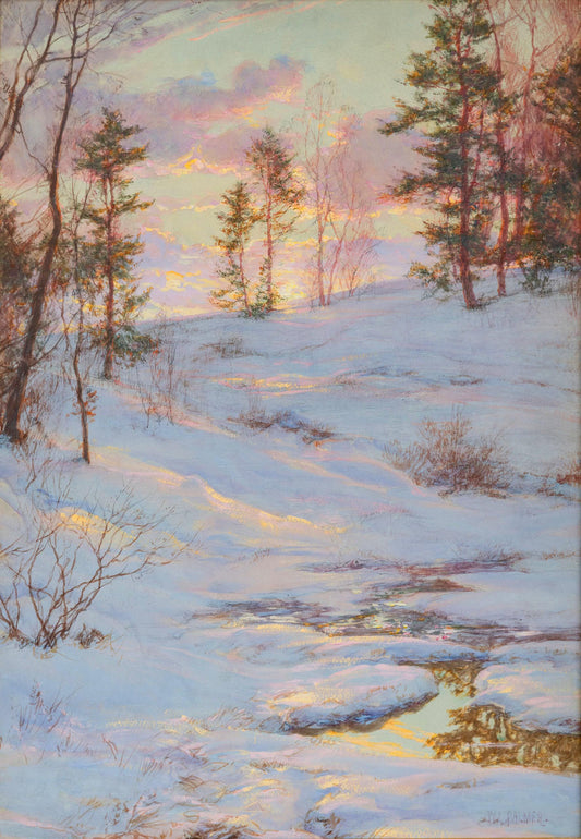 Winter Sunset c1900, vintage artwork by Walter Launt Palmer, A3 (16x12") Poster Print