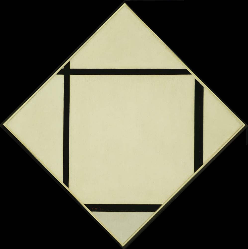 Piet Mondrian - Tableau I Lozenge Four Lines and Gray, modernist poster print A2 poster print