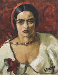 Self Portrait with Red Hat by Amrita Sher-Gil,  Poster Print Wall Art