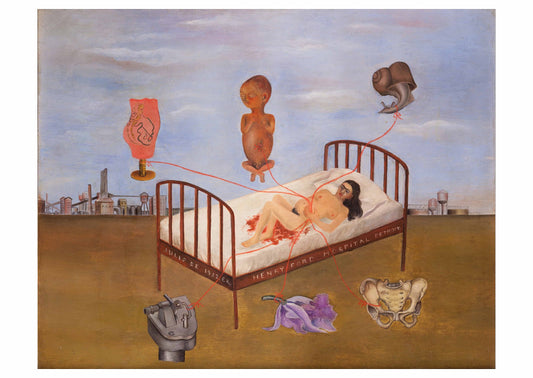 Self Portrait in the Ford Hospital Detroit 1932 by Frida Kahlo, vintage art, modern poster print