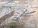 Spitfires_at_Sawbridgeworth,_Herts, 1942 by Eric Ravilious, 17x13" Frame