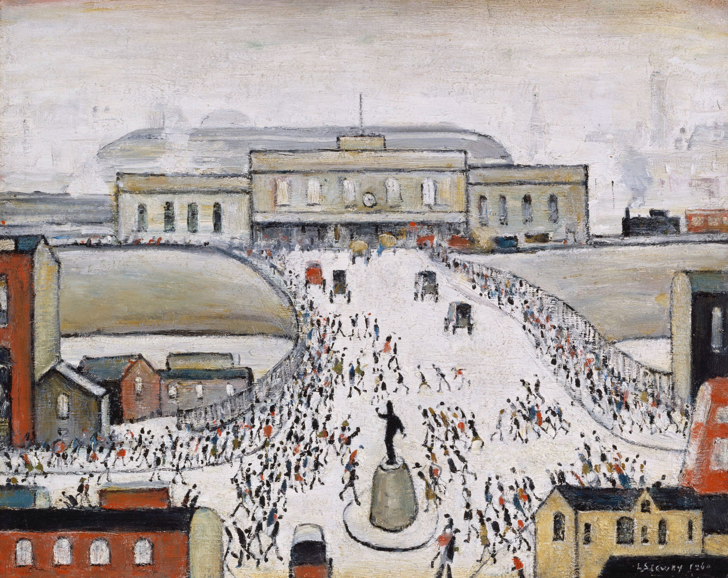 Station Approach, vintage landscape city-scape by L S Lowry