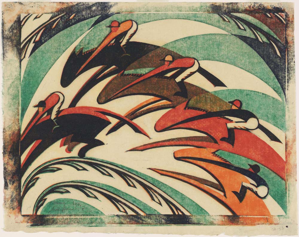 Sybil Andrews - Racing, modernist poster print A2 poster print